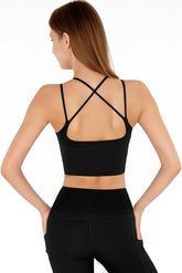 STACKABLE SAVINGS! Black Kelly Strappy Long Line Padded Sports Bra - Women - Pineapple Clothing